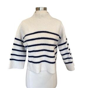 A.L.C Louise Wool Sweater In Off White Navy Size Small